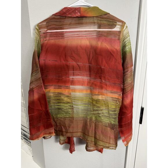Mirasol Semi Sheer Linen Blend Open Front Cardigan Shirt Womens Large Euc - Picture 2 of 4